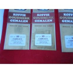 5 van Nelle koffie goudmerk labels uit ong. 1965.uit archief