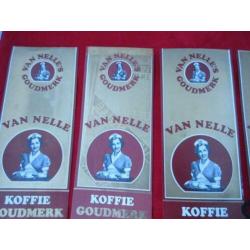 5 van Nelle koffie goudmerk labels uit ong. 1965.uit archief