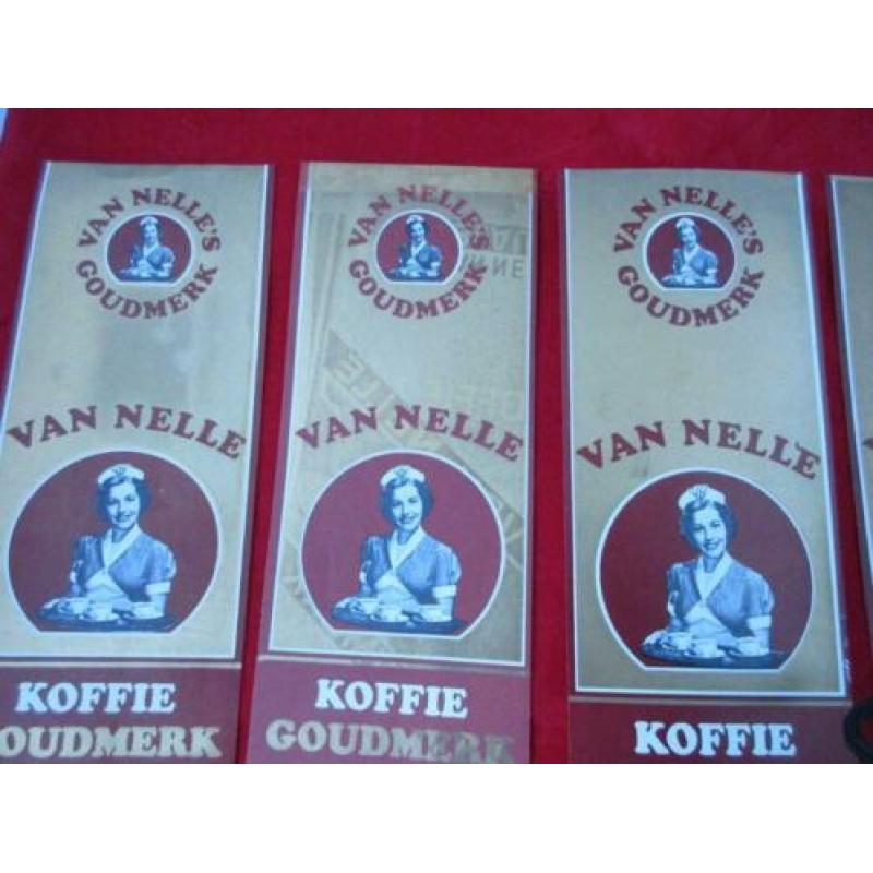 5 van Nelle koffie goudmerk labels uit ong. 1965.uit archief