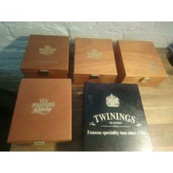 Houten theedozen twinings en teamasters of london princess