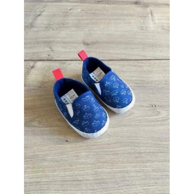 *NIEUW!* Baby slofjes / schoenen, blauw met bootjes 0-6 mnd