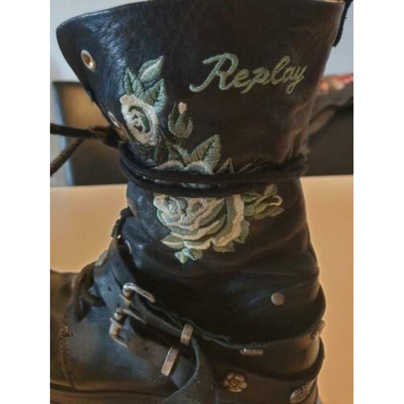 Leren bikerboots / laarsjes van replay maat 40??