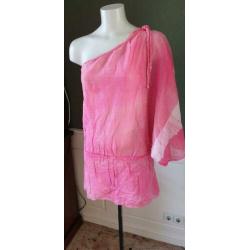 NIEUW roze DEBBIE KATZ tuniek met zijde 34 XS, zijden, top