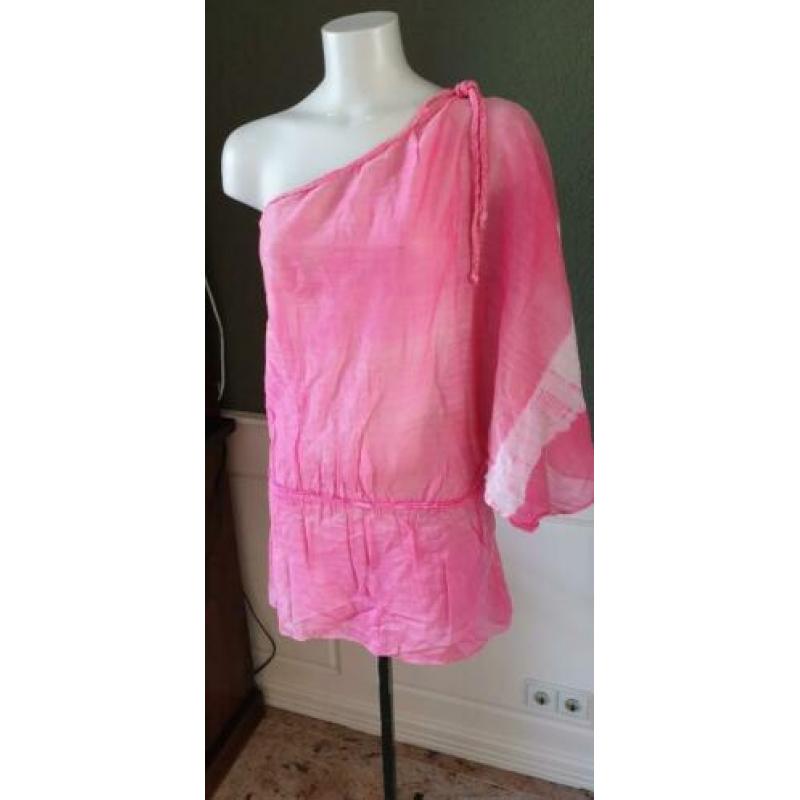 NIEUW roze DEBBIE KATZ tuniek met zijde 34 XS, zijden, top