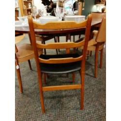 4 vintage retro eetkamer stoelen hout met skai bekleding