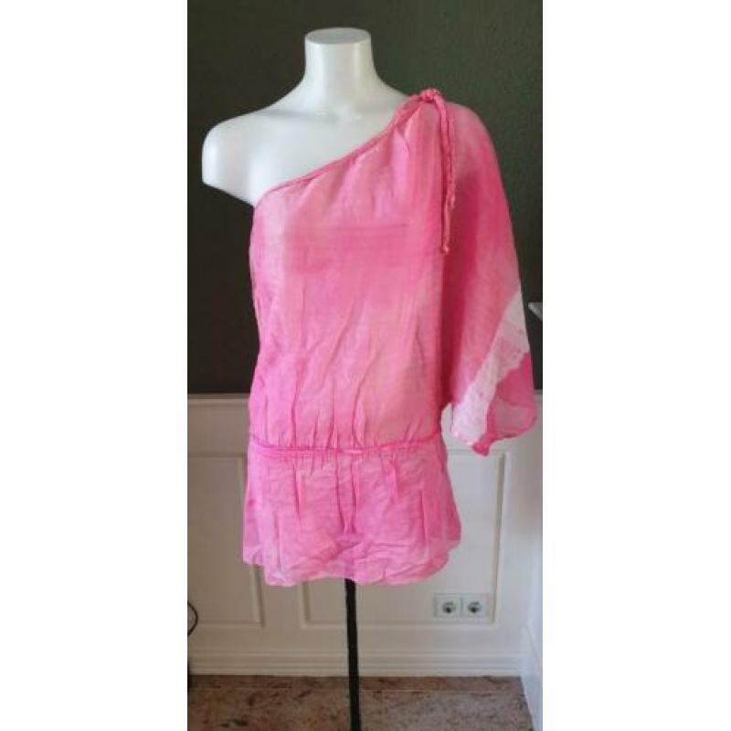 NIEUW roze DEBBIE KATZ tuniek met zijde 34 XS, zijden, top