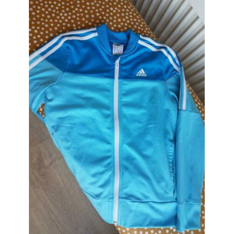 Tof retro jasje Adidas trainingsjas 11-12 jaar blauw zgan