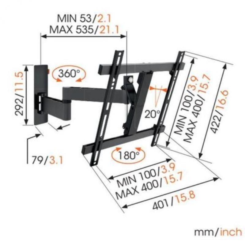 Vogels WALL 3245 zwart muurbeugels