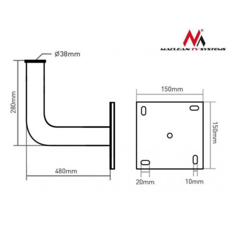 Muurbeugel voor schotel antenne 28, 38, 18 cm MACLEAN houder