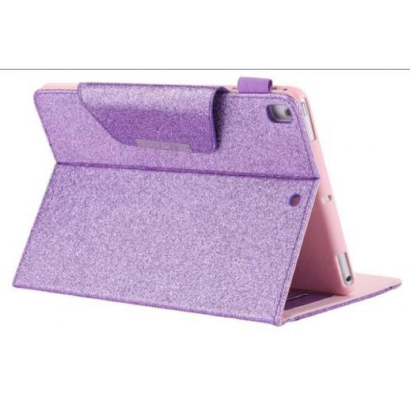 iPad 2018 Hoes / Bookcover Rose / Paars glitters